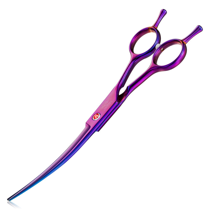 JASON Professional Curved Dog Scissors - 7.5" Grooming Scissors for Dogs Japanese Stainless Steel Pet Scissors for Grooming Scissors for Dogs Cats (Upward Curved, Purple) Tl-cu - BeesActive Australia
