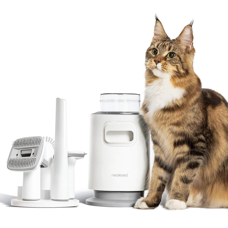 Neakasa P0 Lite cat brush with vacuum cleaner, professional pet care set, very quiet, 4 proven accessories, dog brush, pet hair remover, self-cleaning fur brush for short-haired long-haired undercoat white - BeesActive Australia