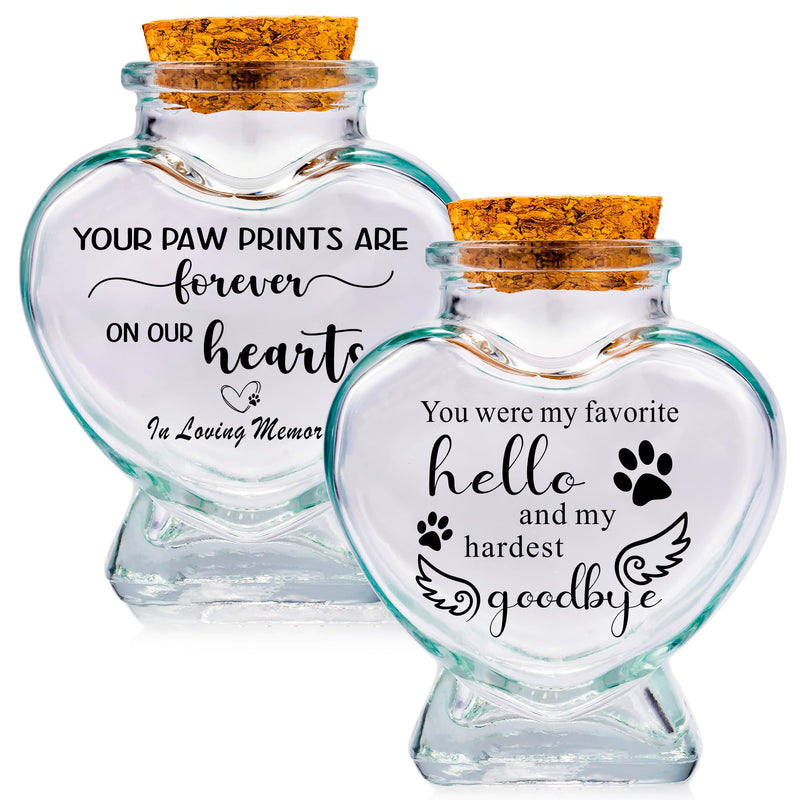 Pack of 2 memorial bottle glass bottles for ashes, teeth, animal hair glass container storage jar for dogs, cats ashes keepsake, memorial, mourning gift, animal loss - BeesActive Australia