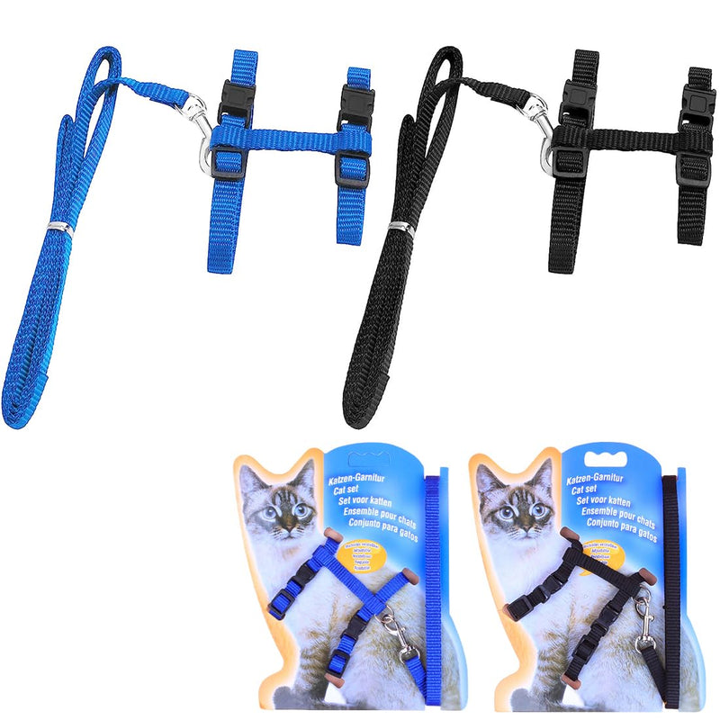 JSKWIKE 2 pieces adjustable nylon harness cat leash, harness cat leash kitten collar, soft cat harness with leash for kitten, puppy, rabbit, rabbit - BeesActive Australia