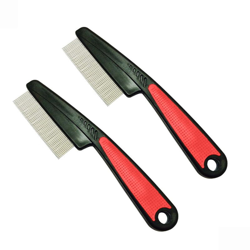 LJFEA Flea Comb for Dogs Cats Pack of 2 Professional Dog Cat Lice Comb Dust Comb Flea Comb Coarse & Fine Teeth Stainless Steel Lice Flea Comb - BeesActive Australia