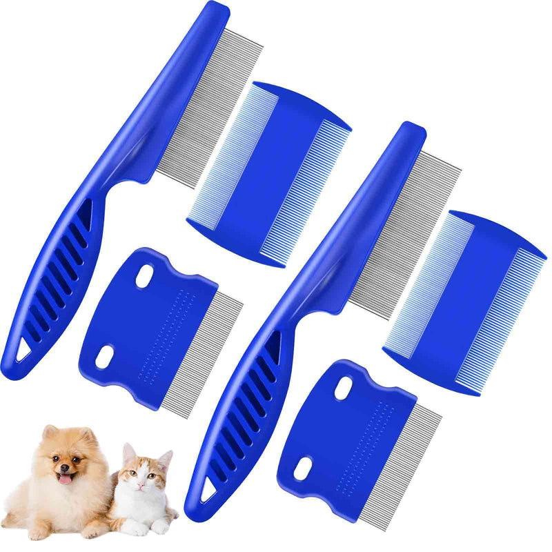 Brillirare Pack of 6 Cat Dog Flea Combs, Metal Teeth Pet Combs, Stainless Steel Lice Comb, 2 in 1 Professional Double-Sided Grooming Tool, Tear Stain Remover for Small, Medium & Large Pets - BeesActive Australia