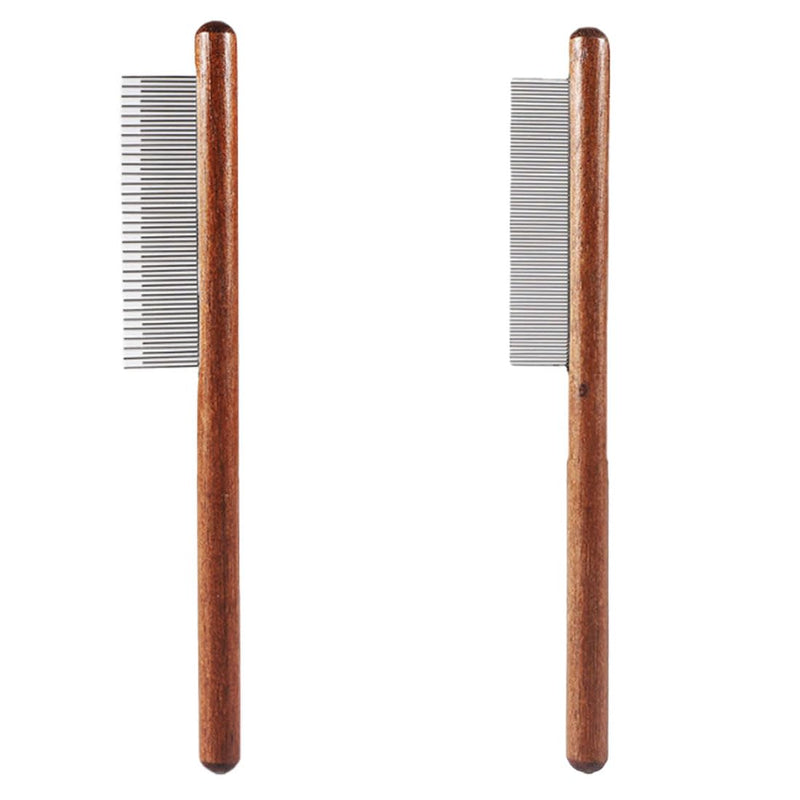 JOCXZI Long and short combs for cats, 2 pieces cat combs for domestic cats, stainless steel pet comb, skin-friendly, pet combs, steel tooth comb with wooden handle for cats, removes knots and tangles - BeesActive Australia