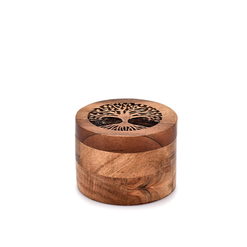 Samhita Handmade Acacia Wood Urn for Human Ashes, Tree of Life, Wooden Box Urns for Ashes, Urns for Ashes, Urn for Ashes (3.5" x 3.5" x 2.5") - BeesActive Australia