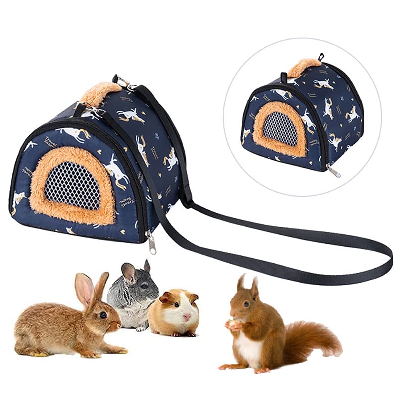 ZYYRSS Small Animals Carry Bag, Rat Sugar Glider Small Guinea Pigs Rat Chinchillas Hamster Hedgehog Carry Bag for Outdoor Travel, Breathable Hanging Carry Bag (Dark Blue) Dark Blue - BeesActive Australia