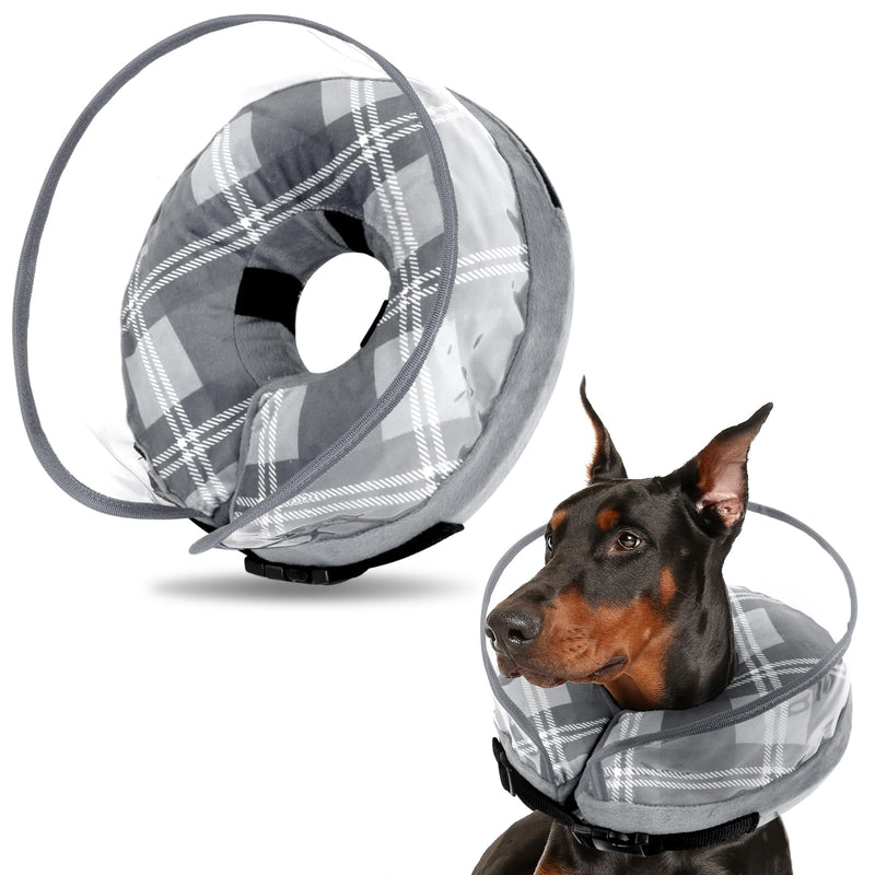 Inflatable neck brace dog, protective collar for dogs and cats, inflatable collar for recovery after operations or wounds, leak protection inflatable neck brace, protective collar dog collar gray M+ - BeesActive Australia