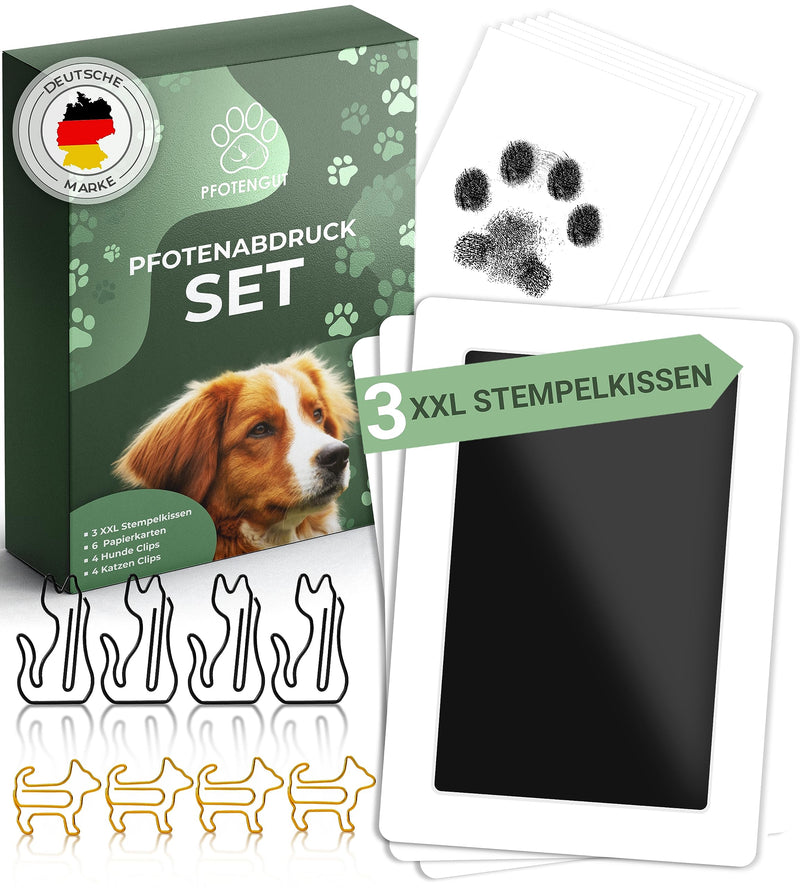 PFOTENGUT® XXL paw print set including 3 stamp pads and 6 print cards - high-quality paw print set for dogs and cats - dog paw print as a gift and souvenir - BeesActive Australia