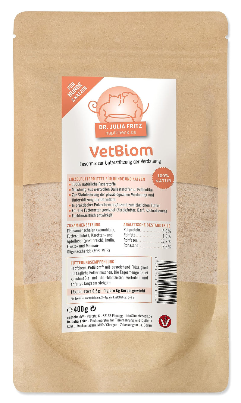 napfcheck VetBiom - Prebiotic fiber mix for regulated digestion - for dogs and cats - 400 g - BeesActive Australia