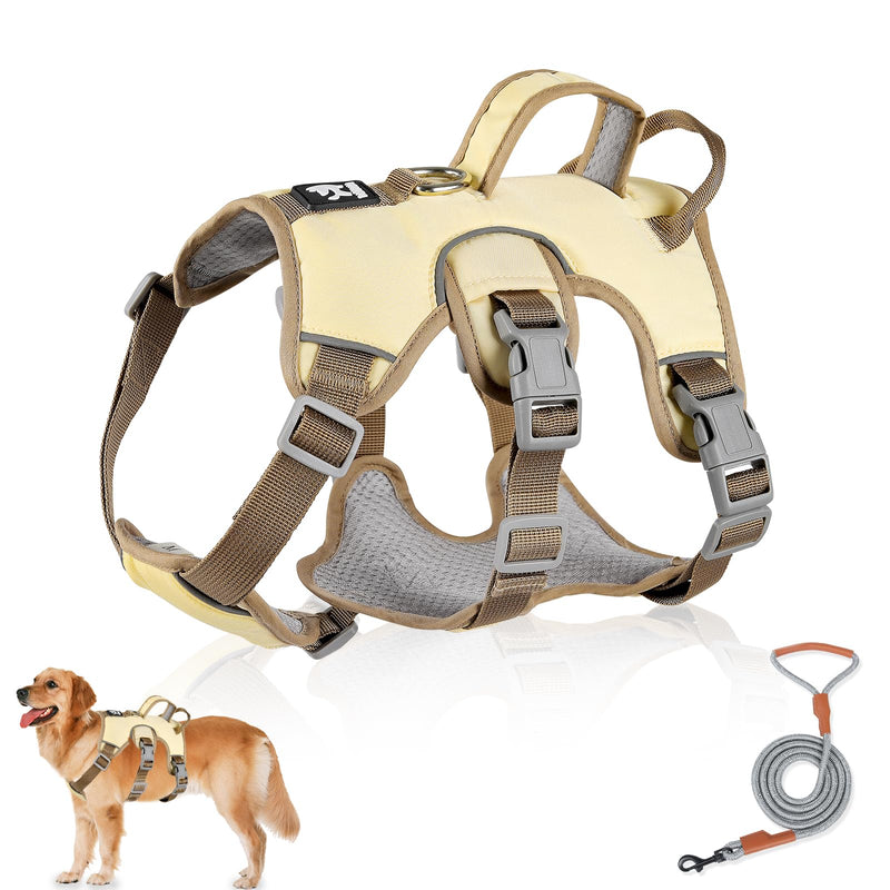 Multi-purpose dog harness with leash set, escape-proof anti-pull dog harness, anti-pull harness dog safety harness, dog harness small dogs for small medium dogs (beige, S) beige - BeesActive Australia