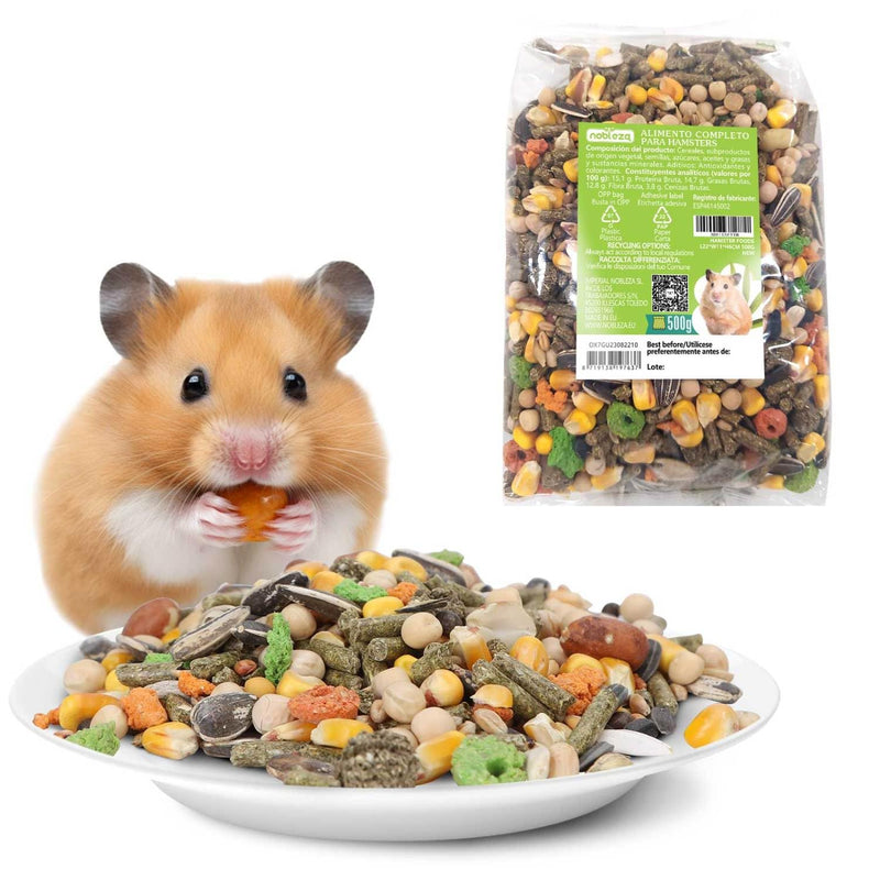 Nobleza - (500g) balanced hamster food, staple food for hamsters with vegetables, natural rodent food for guinea pigs with vital vitamins and minerals - BeesActive Australia