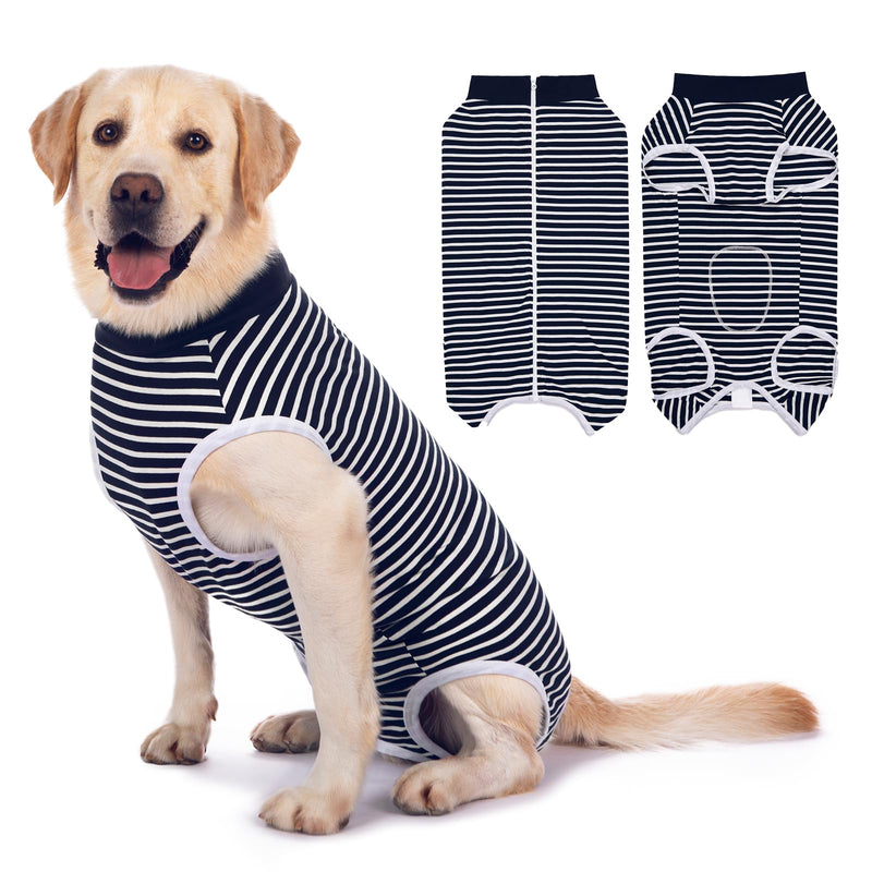 Axcimond Dog Bodysuit After Surgery Dog One-Piece with Zipper Surgery Body Dog After Surgery Dog Body Castration Dog Surgery Body Female Male Wound Protection Recovery Suit for Dogs Cone Alternatives 4XL Navy Blue - BeesActive Australia