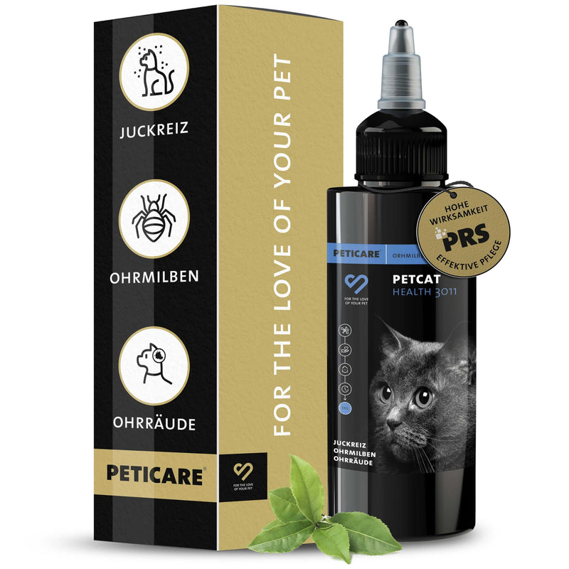 Peticare anti-parasite agent for cat ears | Against ear mites mange fungi | relieves itching & promotes regeneration process | unique PRS® system for long effects - petCat Health 3011 50 ml - BeesActive Australia