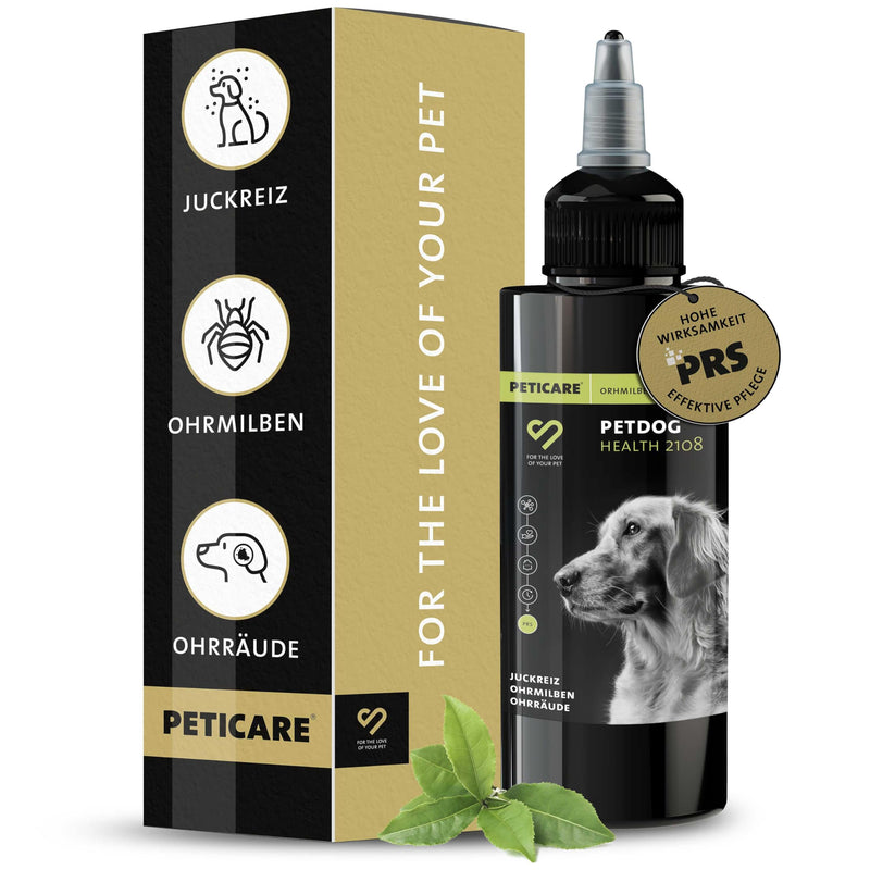 Peticare anti-parasite agent for dog ears | Against ear mites mange fungi | relieves itching & promotes regeneration process | unique PRS® system for long effects - petDog Health 2108 50 ml - BeesActive Australia