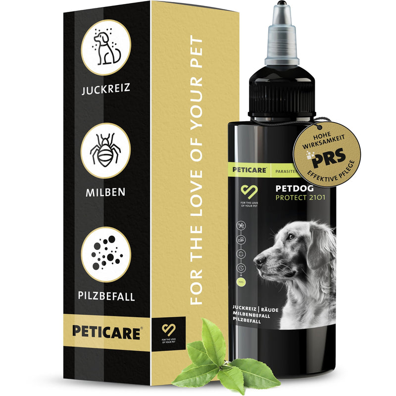 Peticare anti-parasite products for dogs | against mites, fleas, fungi | Effectively relieves itching & supports the regeneration process Unique PRS® system for a long-lasting effect – petDog Protect 2101 oil base 50 ml - BeesActive Australia