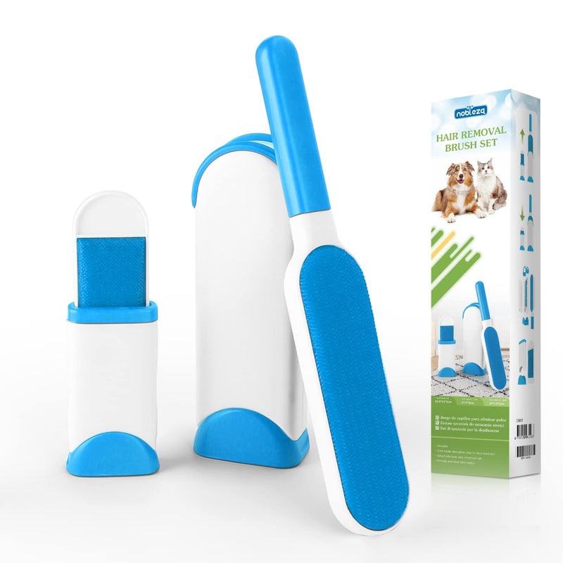 Nobleza lint brush animal hair, reusable lint roller, pet hair remover with extremely easy cleaning, self-cleaning pet hair remover for removing cat hair and dog hair Blue-1 - BeesActive Australia