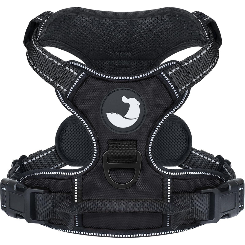 Joytale Dog Harness for Medium Dogs, Reflective Dog Harness, Air-Permeable Dog Harness, Adjustable Chest Harness with Handle for Leading and Training, Black, M (Pack of 1) - BeesActive Australia