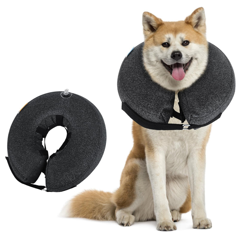 Inflatable neck brace for dogs and cats, protective collar dog with adjustable Velcro fastener, dog collar leak protection for recovery after operations or wounds, neck brace dog leak protection (L) L - BeesActive Australia