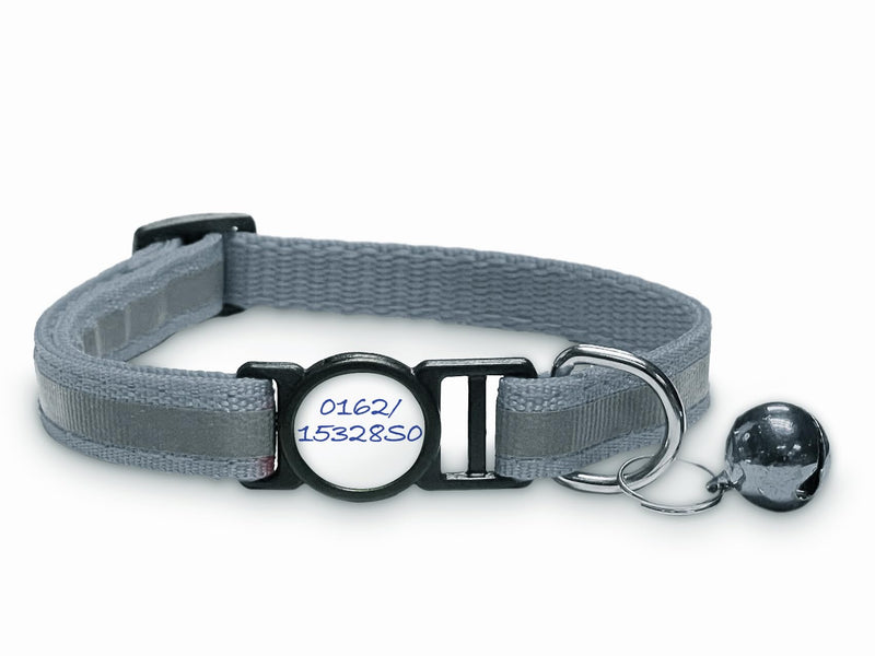 Girafus cat collar with safety clasp / 5x stickers for names, phone number cat collar with bell/reflective/for Girafus tracker safety collar cats (grey) grey - BeesActive Australia