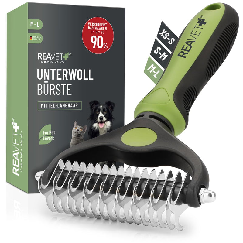 ReaVET dog brush & cat brush undercoat brush for long hair I large breeds (size M-L) I removes undercoat & tangles I with massage effect & top hair protection I fur brush for dogs, cats large breeds (size M-L) - BeesActive Australia