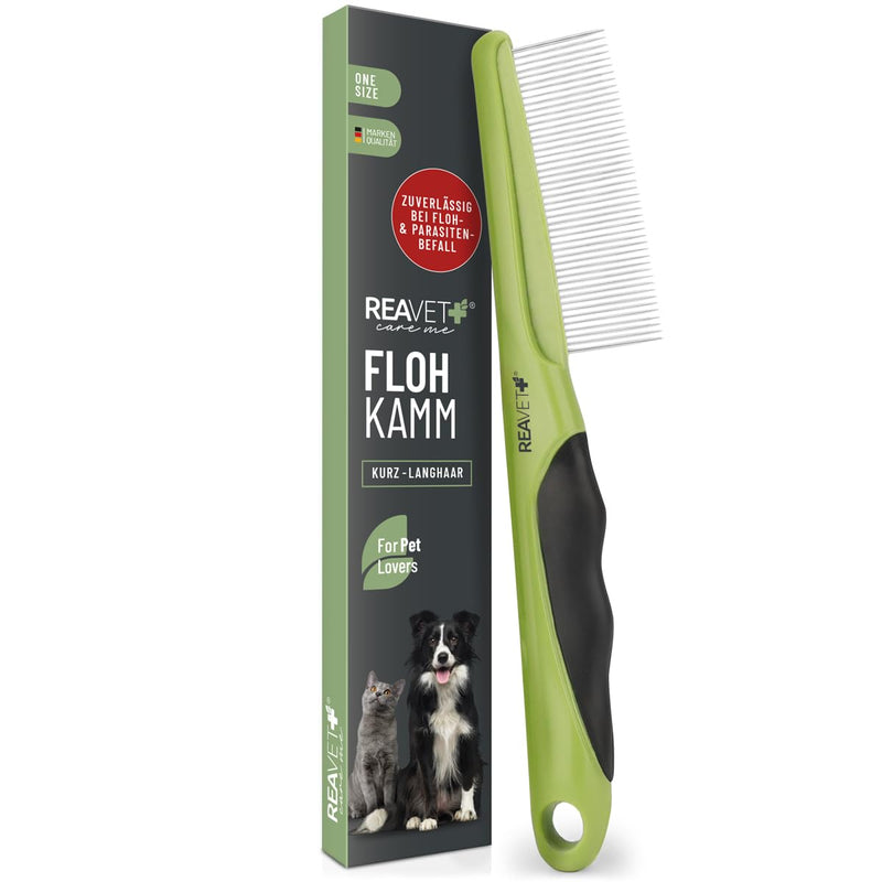 ReaVET flea comb & lice comb for dogs & cats - fur comb against fleas, lice, parasites I for long hair & short hair I for gentle grooming, tick comb for dogs and cats - BeesActive Australia
