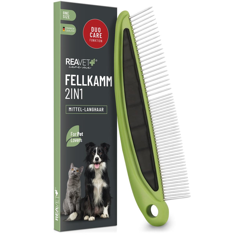 ReaVET 2-in-1 fur comb for dogs and cats with medium to long hair I double comb, ideal for removing knots and tangles I dog, cat, dog comb, cat comb for daily grooming - BeesActive Australia