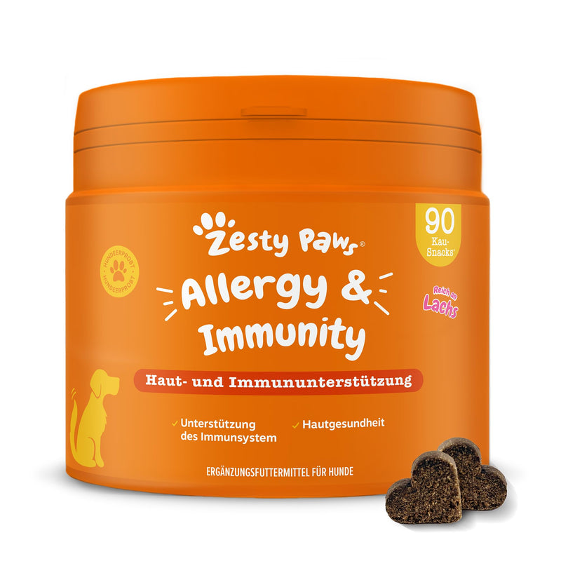 Zesty Paws Allergy & Immunity Chews | Nutritional supplements for dogs | For healthy body function | Rich in Salmon Oil Dogs & Omega 3 Oil for Dogs | 90 PCS - BeesActive Australia