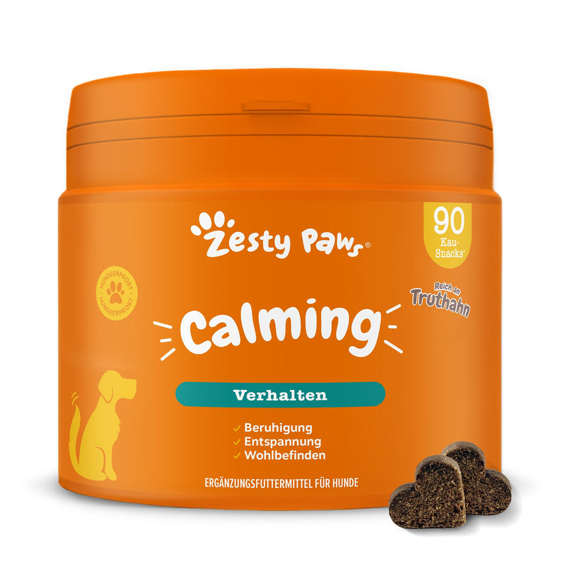 Zesty Paws Calming Chews for Dogs Relaxation & Anti-Stress for Dogs | Ashwagandha, green tea and L-tryptophan | For all breeds with turkey flavor | 90 pieces turkey - BeesActive Australia