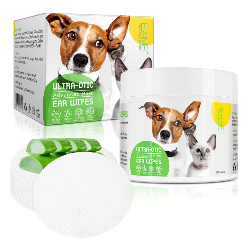 Dog Ear Cleaner Treatment, Cat Ears Cleaning Finger Pads Wipes-100 Disposable Wipes for Dogs, Biodegradable Pet Grooming Essentials for Ideal for Puppies and Pet Care Infection 100PC Ear Wipes - BeesActive Australia