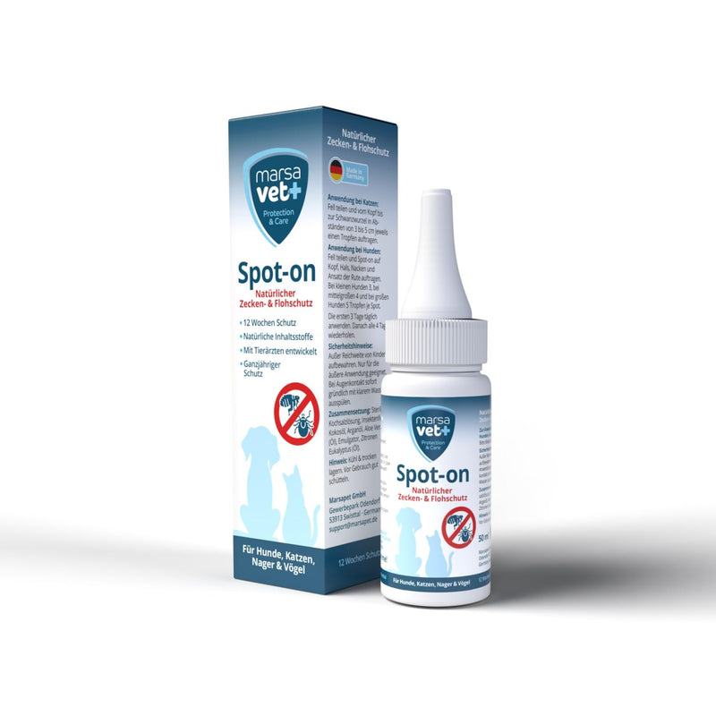 Marsavet Spot-on Natural Tick and Flea Protection for Pets 50ml, flea and tick repellent for cats and dogs, birds and rodents, for all ages and breeds - BeesActive Australia