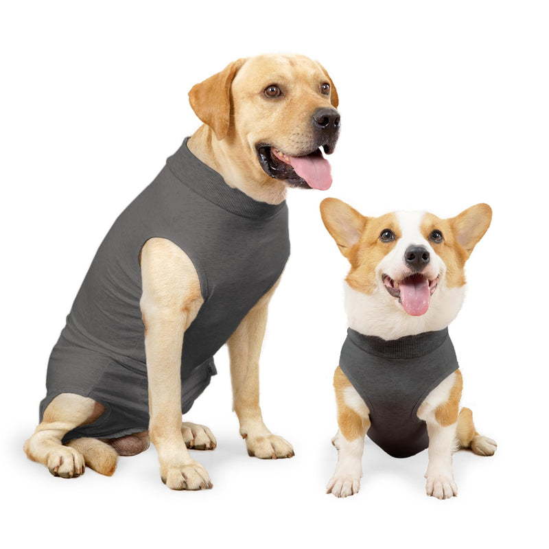 HEYWEAN Dog Bodysuit After Surgery Castration Wound Protection Suits for Dogs, Professional Pet Recovery Suit Dog Medical Shirt, Body Suit after Surgery Dog Pet Surgical Suit for Dogs L (Pack of 1) Grey - BeesActive Australia