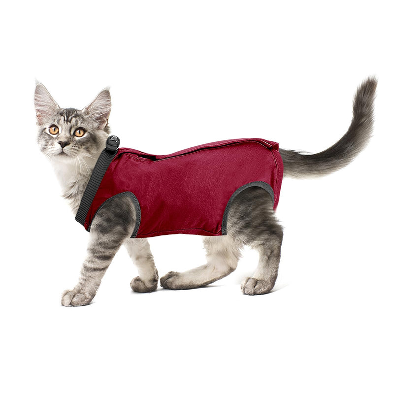 cobee Professional Cat Recovery Suit for Abdominal Wounds or Skin Diseases Kitten Surgery Recovery Suit E-Collar Alternative for Cats and Dogs Post Surgery (Size M Red) Size M Red - BeesActive Australia