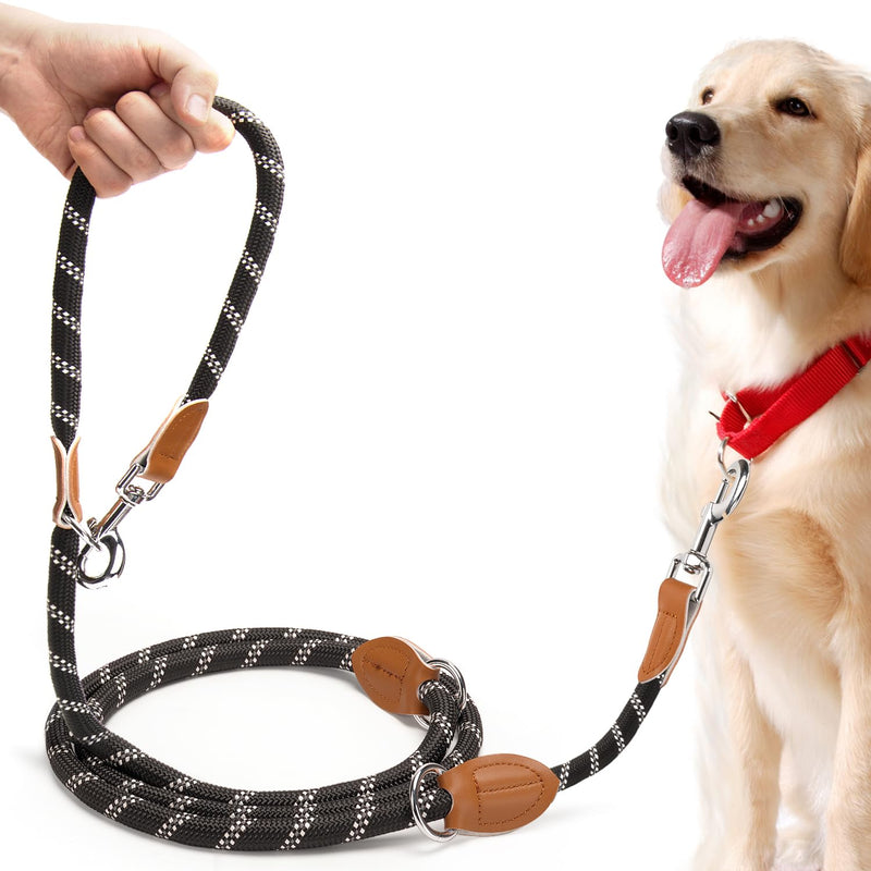 PETCOOZ dog leash 3 m adjustable towing leash for medium and large dogs (15-60 kg), reflective hands-free leash with 2 carabiners, double leash made of robust nylon, 200 kg extreme strength black - reflective - BeesActive Australia