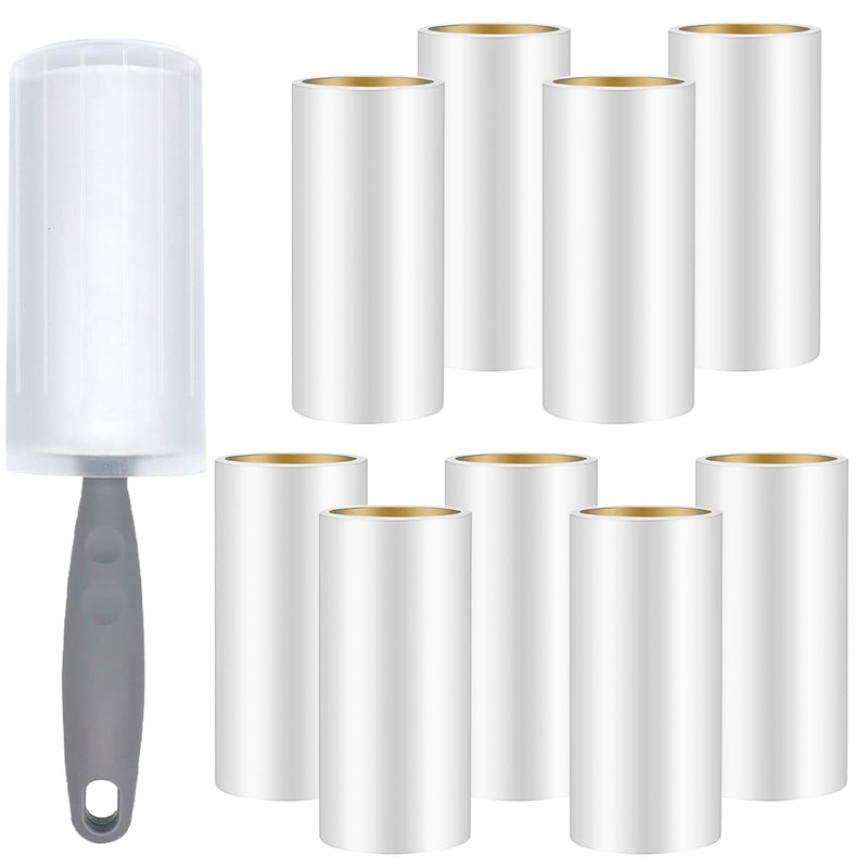 Omtofo 9 rolls 540 sheets lint roller with 1 dust cover + 1 dispenser, extra sticky lint roller, lint roller animal hair, lint roller for clothes, hair, sofa, bed, cat hair, dog hair 10cm/9 rolls - BeesActive Australia