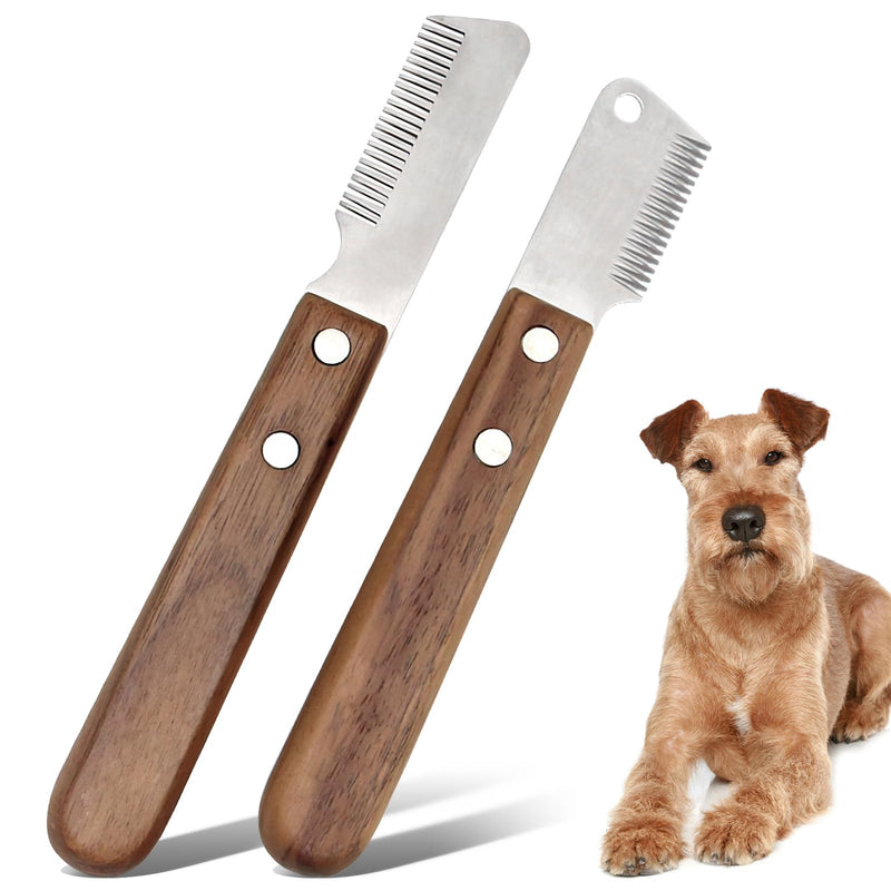Trimming knife for dogs, 2-piece set of pet trimmers, stainless steel trimmer set, dog fur care, pet products, hair scraper comb, suitable for cats, dogs - BeesActive Australia