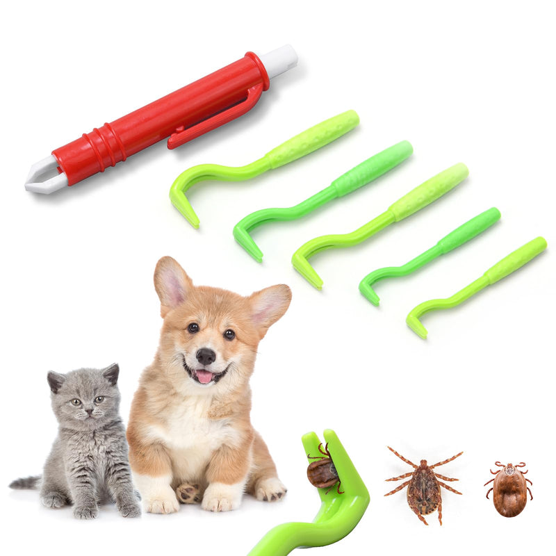 Adiwo tick remover set, set of 6 tick lifters, includes 5 tick hooks and 1 tick tweezers, tick tweezers, tick protection for dogs, cats and humans - BeesActive Australia