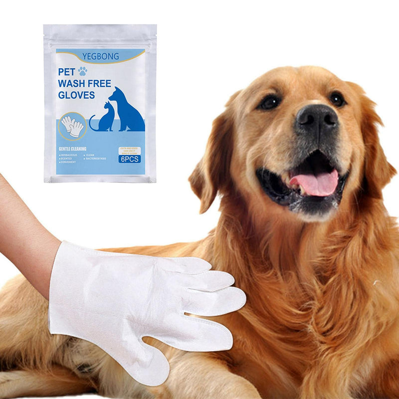 MOVKZACV 6 Pcs Antiseptic Wipes in the Shape of a Grooming Glove for Cats and Dogs, Bathing Glove for Pets, Pet Grooming Wipes (White) White - BeesActive Australia
