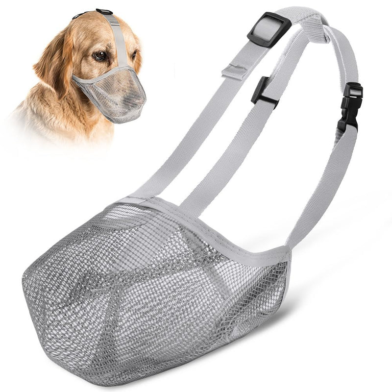 Adiwo muzzle for dogs, dog muzzle with rounded mesh loop, breathable, safe, quick fit for small, medium, large dogs, adjustable eating protection, dog biting and chewing, gray M - BeesActive Australia