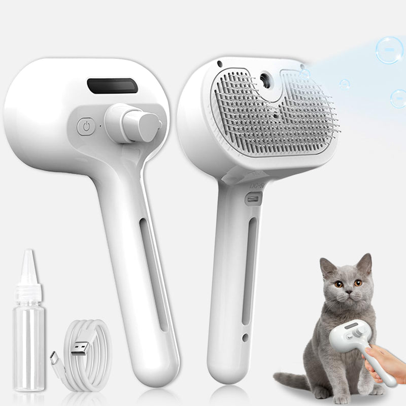 3-in-1 cat brush with steam, steam brush for cats with water tank, dog brush self-cleaning, clean pet hair brushes with one button, for short-haired and long-haired dogs and cats - BeesActive Australia