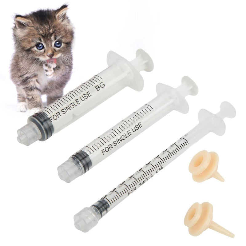 BZKSER 3 pieces pet syringe for feeding pets, with silicone pacifier for feeding cats, for puppies, kittens, squirrels and other newborn pets - BeesActive Australia