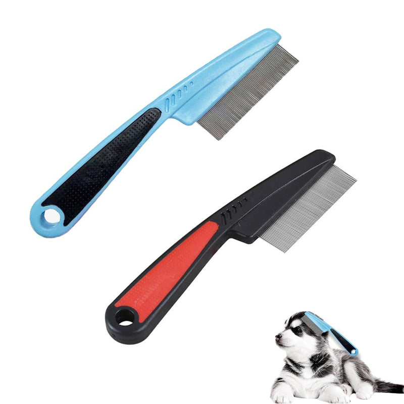 BZKSER professional flea comb for dogs and cats - 2 pieces lice comb, dust comb, effective against fleas, lice, ticks and other parasites, nit comb for pets, with rounded metal teeth, rustproof - BeesActive Australia