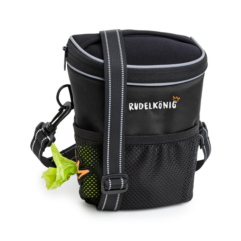 Rudelkönig treat bag for dogs - practical dog walking bag for dog training - treat bag for dogs with poop bag dispenser for hanging around your neck Basic Black - BeesActive Australia