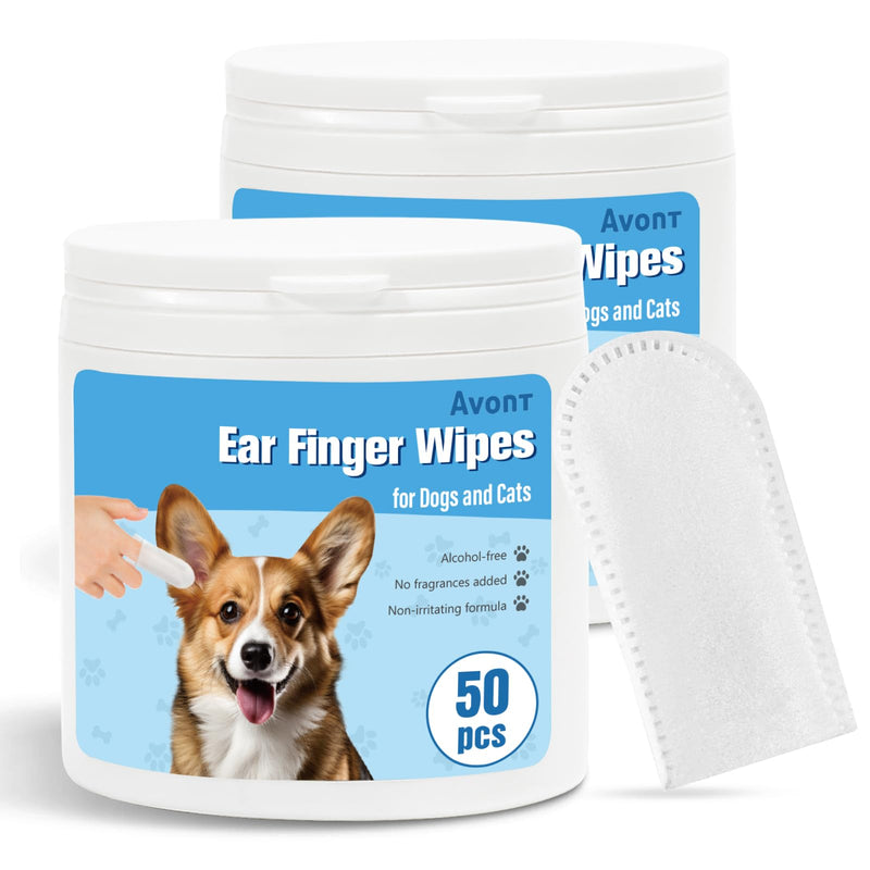 Avont Ear Care Finger Pads for Dogs & Cats, Soft & Mild Disposable Ear Cleaning Pads - Pack of 100 2 Pieces (100 Pieces) - BeesActive Australia