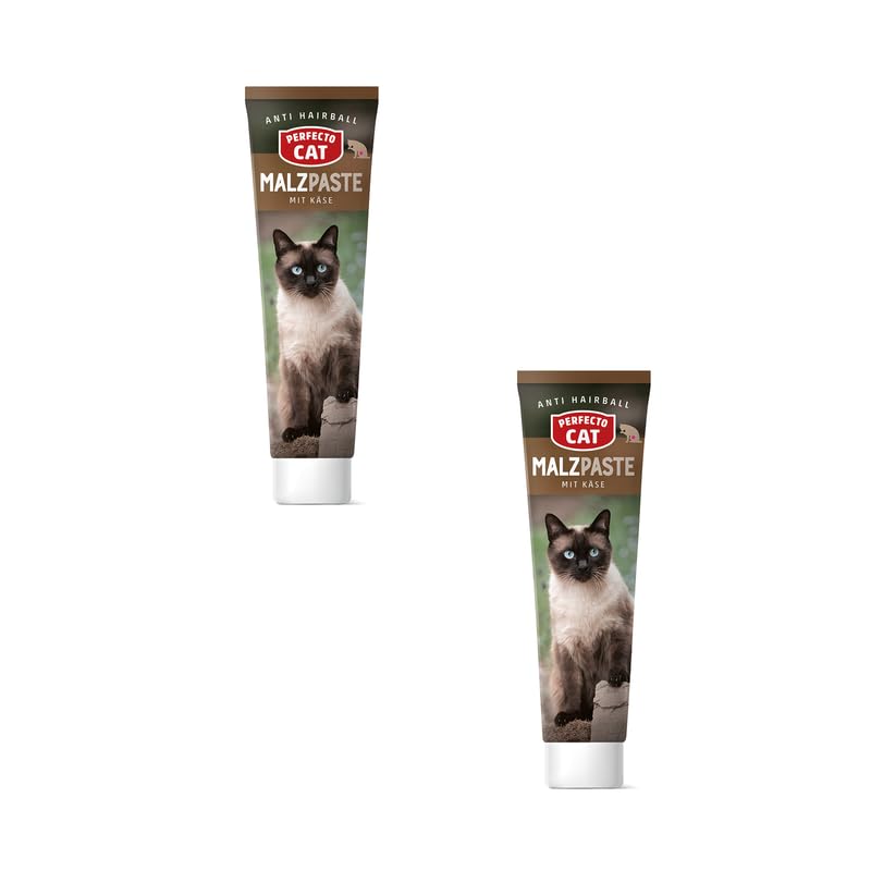 Perfecto Cat malt paste with cheese | Double pack | 2 x 100g | Supplementary food for cats | Reward cream with malt, cheese & anti-hairball effect | In a practical tube - BeesActive Australia