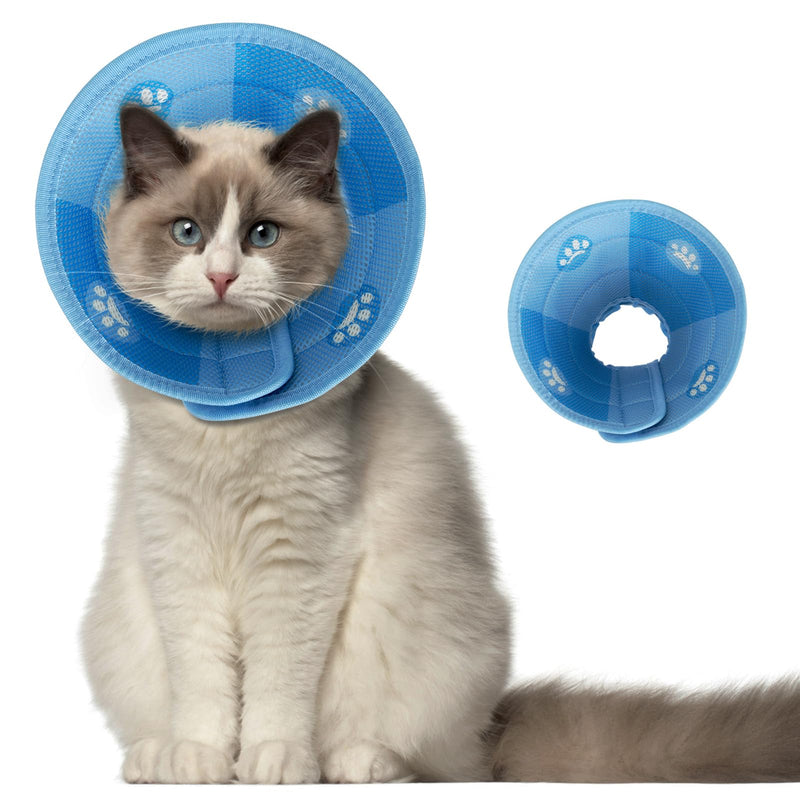 Neck collar cat, foldable soft protective collar cat Elizabethan collar, recovery collar soft collar cone after surgery and injuries (blue, L) blue - BeesActive Australia