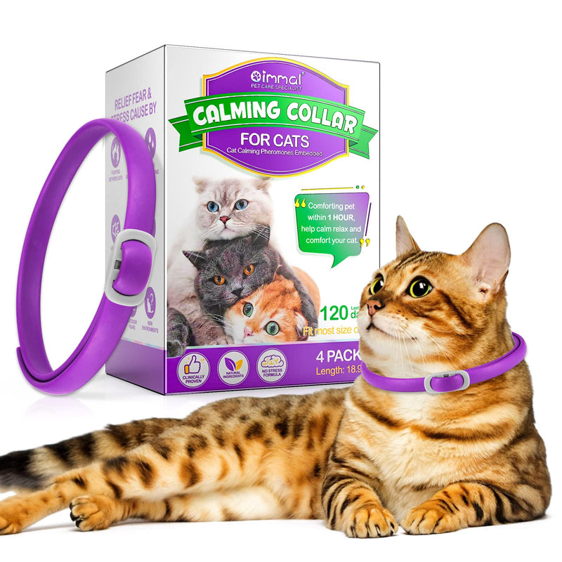 Abodiuss Calming Collar for Cats 4 Pieces, Adjustable Design Pheromone Embedded Calming Collar for Anxiety, Sentry Calming Collar Durable 120 Days, 18.9 Inch Collar (Cat) - BeesActive Australia