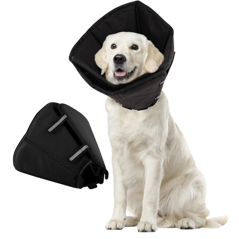 PUZAUKAL Neck brace dog leak protection, soft protective collar dog, breathable dog collar, adjustable Velcro fastener, dog collar after surgery, prevents licking of wounds, black (L) L - BeesActive Australia