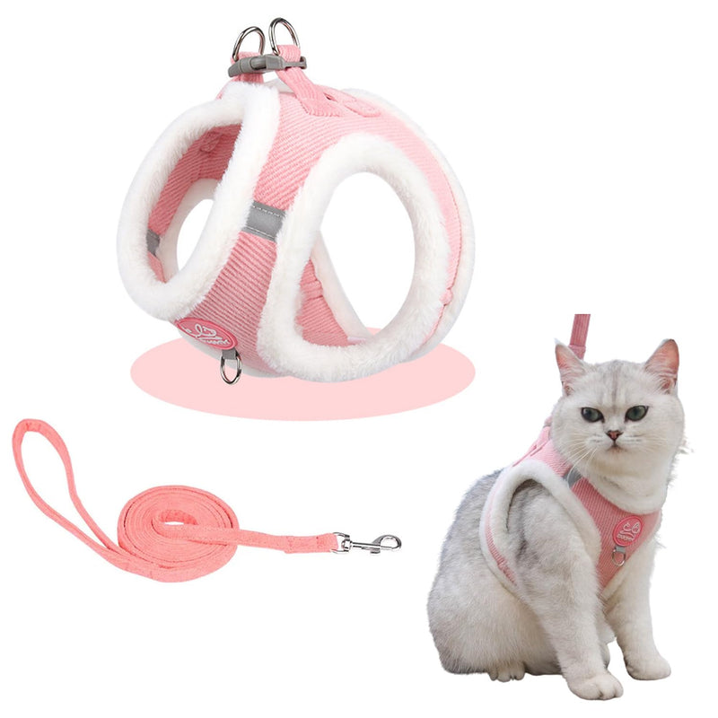 Cat leash, escape-proof cats, cat harness and cat leash set, with pull rope, with reflective strips, suitable for medium-sized cats, XS (neck circumference: 28-30 cm, bust width: 32-36 cm), pink - BeesActive Australia