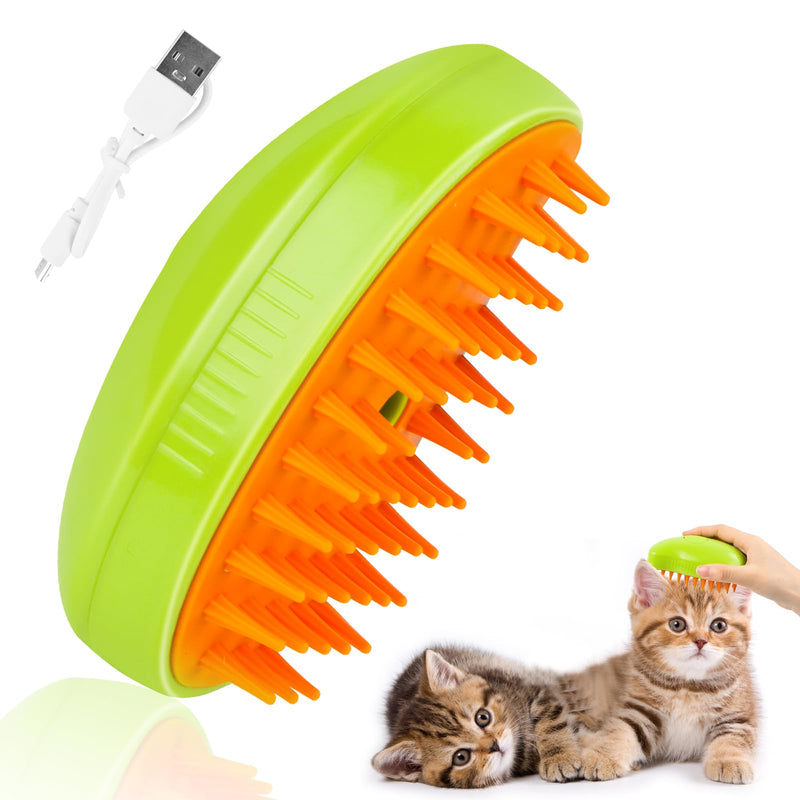 Byffoer Cat Steamy Brush, Steam Cat Brush Cat Brush with Steam, 3-in-1 Steam Brush for Cats Steam Brush for Cats Steamy BrushKatze Steamy Cat Hair Brush for Long Hair and Short Hair (Green) Green - BeesActive Australia