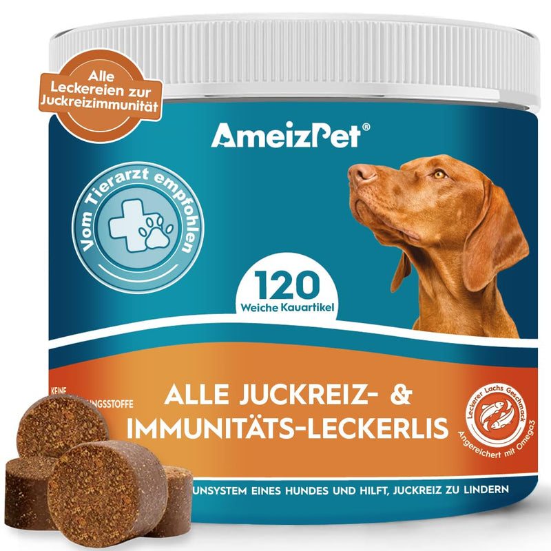 AmeizPet Dog Soft Treats Anti Itch & Immune for Dogs, Itchy Skin and Fur Dog Digestive Snacks, 120 Dog Treats Itch Relief & Immunity 120 Pieces (Pack of 1) - BeesActive Australia