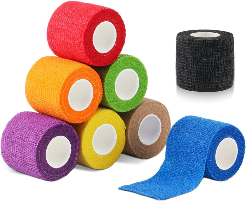 Newoutset 8 rolls of self-adhesive bandage, cohesive bandage, 5 cm x 4.5 m adhesive bandage, elastic, cohesive bandage, self-adhesive for wrist, feet, dog, sports bandage, veterinary wrapping tape (multi-coloured). - BeesActive Australia
